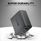 BAVE 65W GaN Trio Charger Adapter with USB-C Cable| 3Port Fast Charger| PD PPS QC Fast Charging