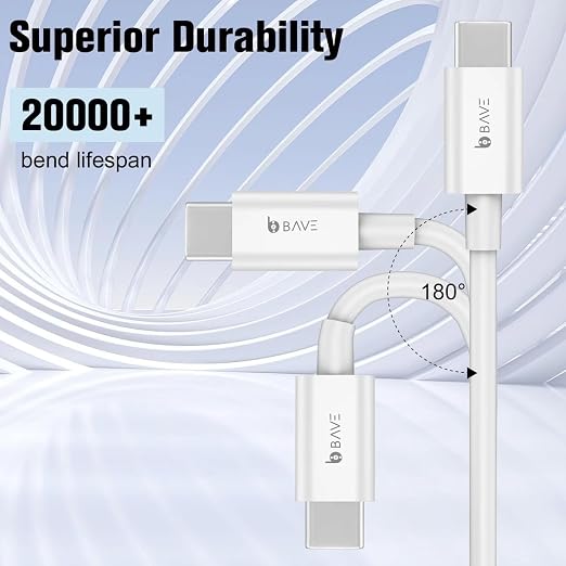 BAVE 65W USB C to USB C Fast Charging Cable, 1M Braided Type C Cable with PD 3.25A Fast Charge