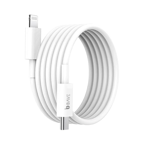 BAVE 27W USB-C to Lightning Fast Charging Cable | PD Fast Charge & Data Sync for iPhone 14, 13, 12, 11, XR, XS, X, 8, SE & iPad | White