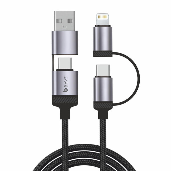 BAVE 4-in-1 100W Fast Charging Cable with USB-C & Lightning