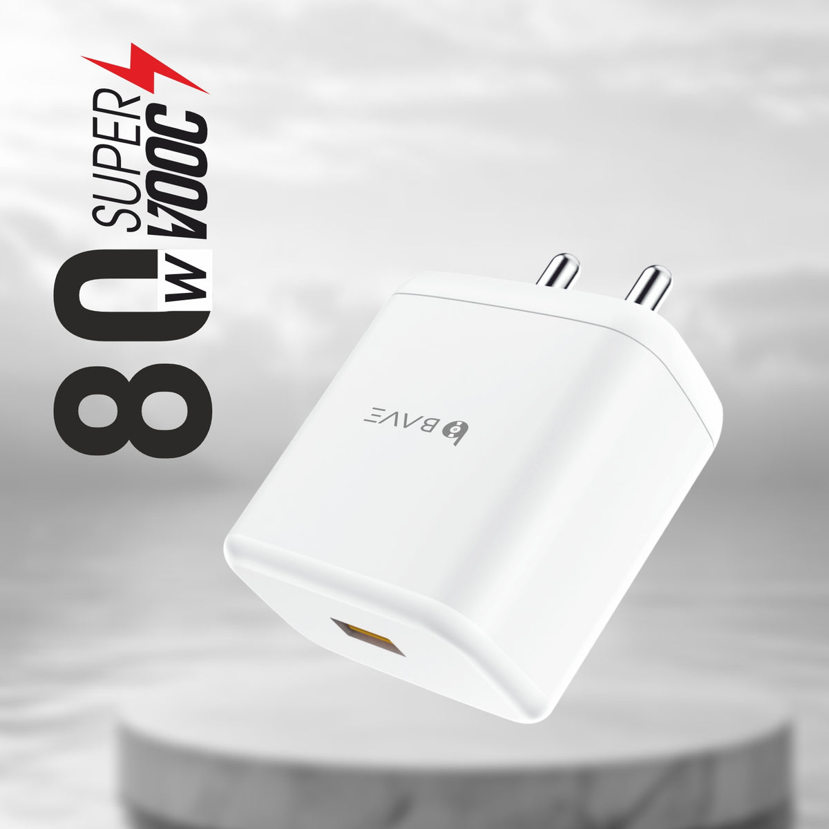 Bave 80W Charger USB-A Power Adapter With Cable