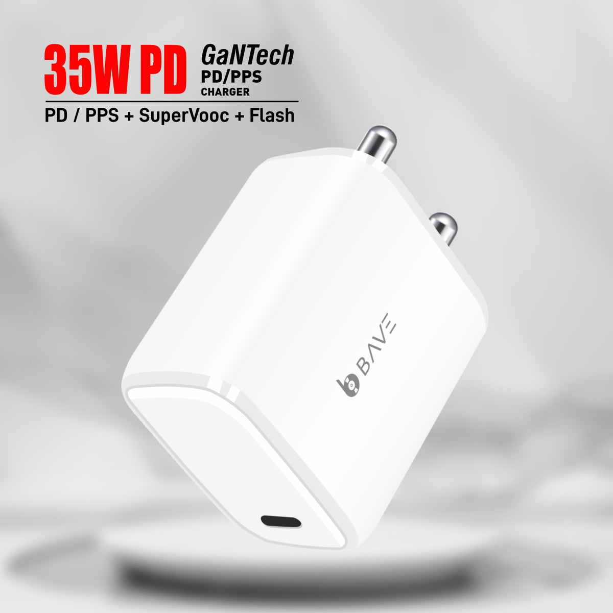 Bave 35W PD GANTECH PD-PPS+SUPERVOOC+FLASH CHARGER , USB-C POWER ADAPTER