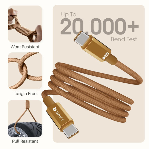 BAVE 100W USB-C to USB-C Fast Charging Braided Cable 1M
