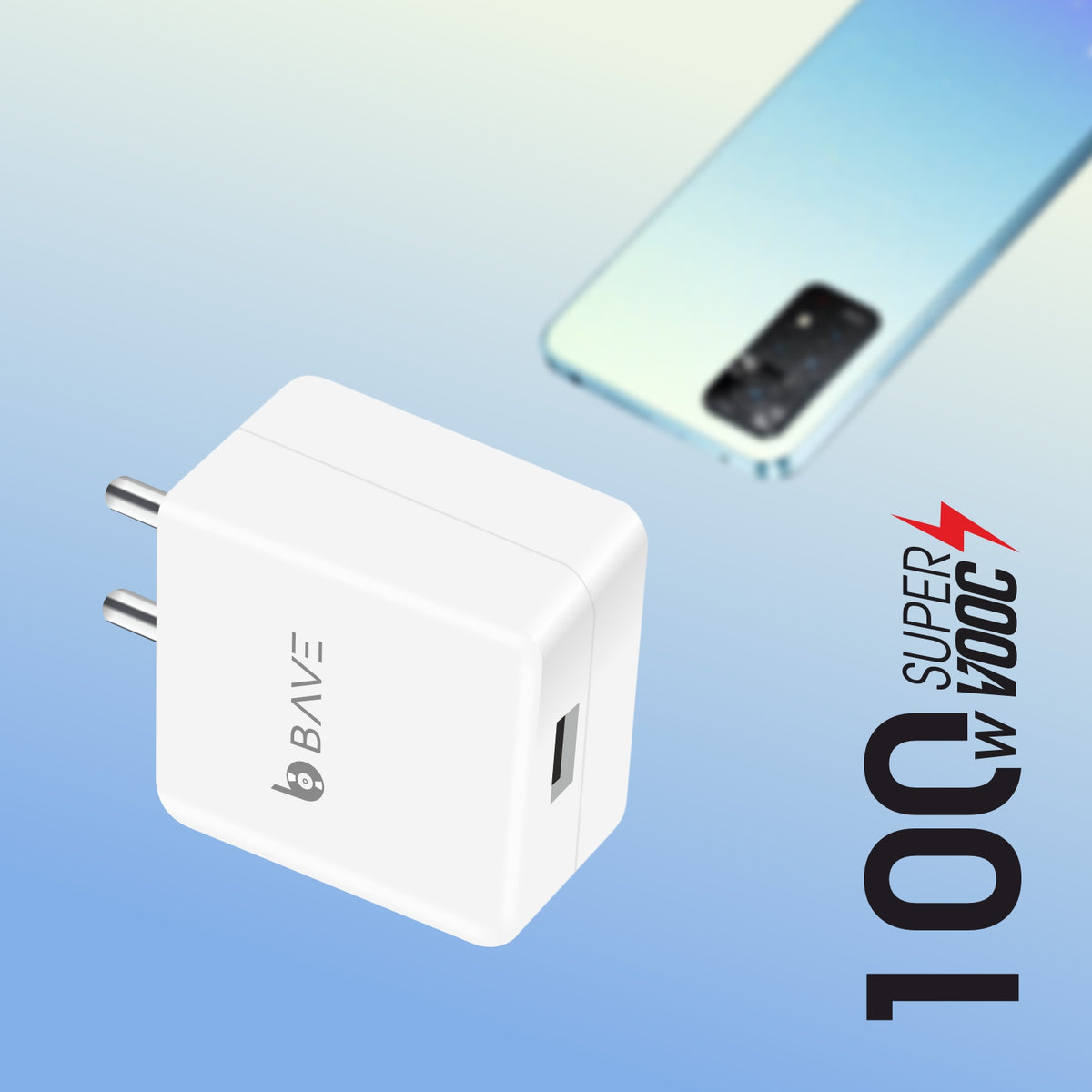 Bave 100W Charger USB-A Power Adapter With Cable