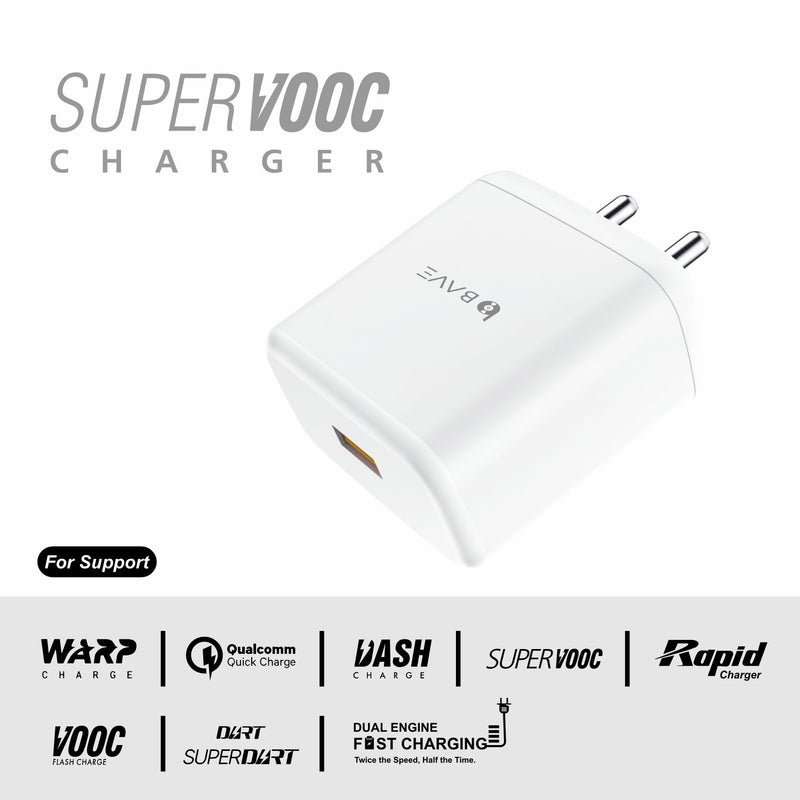 Bave 80W SUPERVOOC CHARGER USB-A POWER ADAPTER