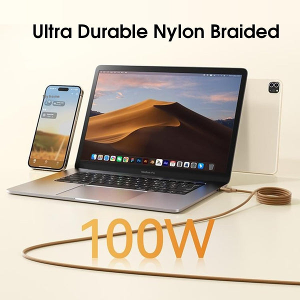 BAVE 100W USB-C to USB-C Fast Charging Braided Cable 1M