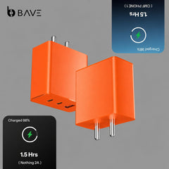 65W GaN Fast Charger with USB-C Cable | 3-Port Charger