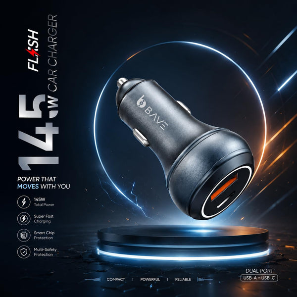 BAVE 145W Flash Charge Dual Port Car Charger