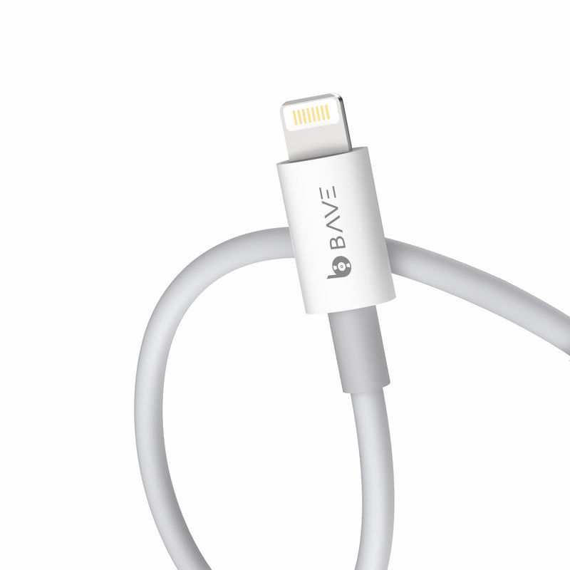 BAVE 27W USB-C to Lightning Fast Charging Cable | PD Fast Charge & Data Sync for iPhone 14, 13, 12, 11, XR, XS, X, 8, SE & iPad | White