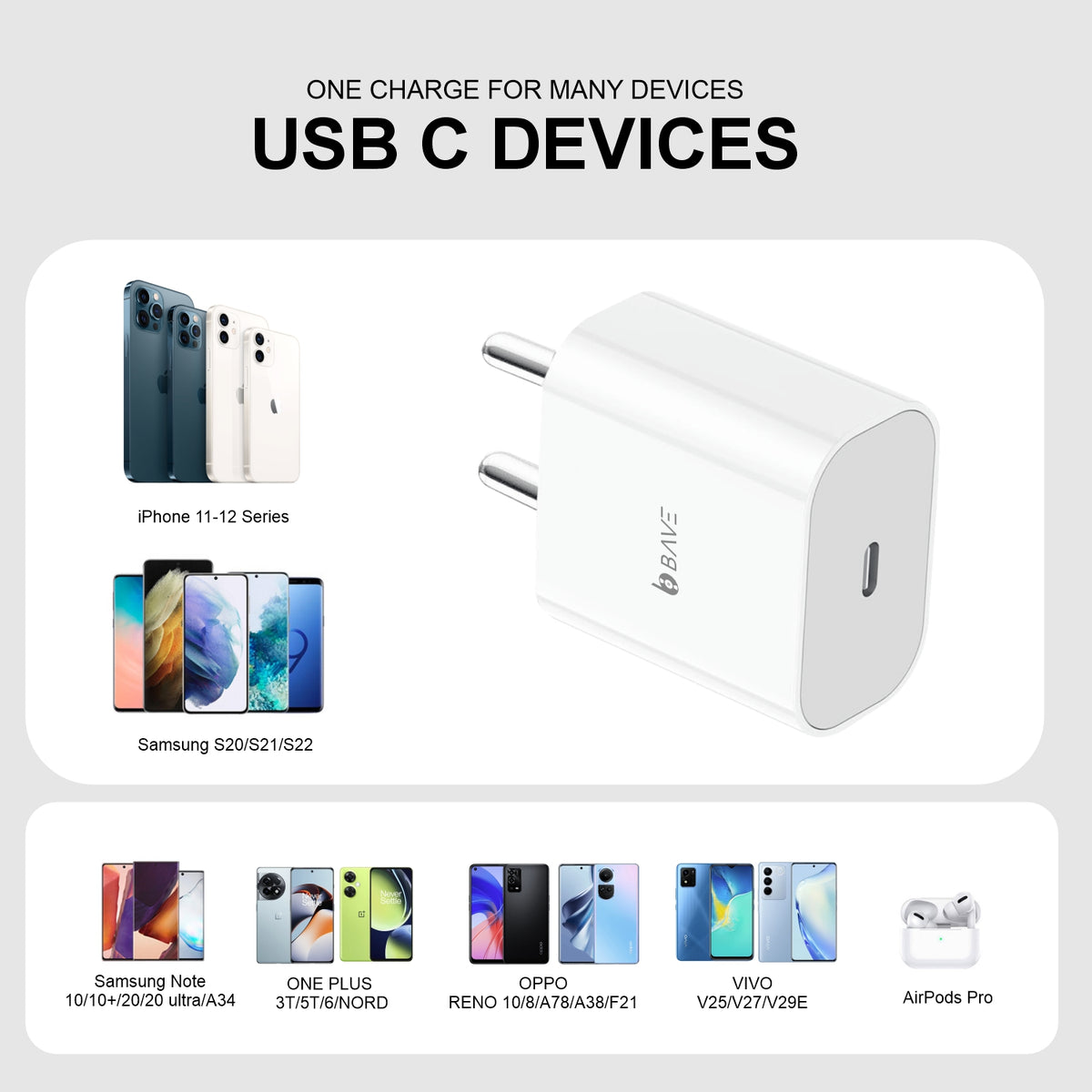 Bave 30W-PD-PPS USB-C Charger With Cable