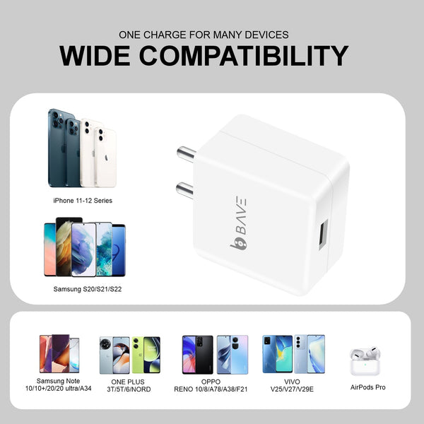 Bave 100W Charger USB-A Power Adapter With Cable