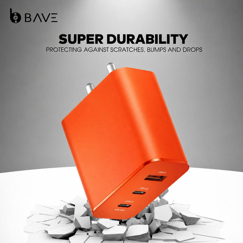 65W GaN Fast Charger with USB-C Cable | 3-Port Charger