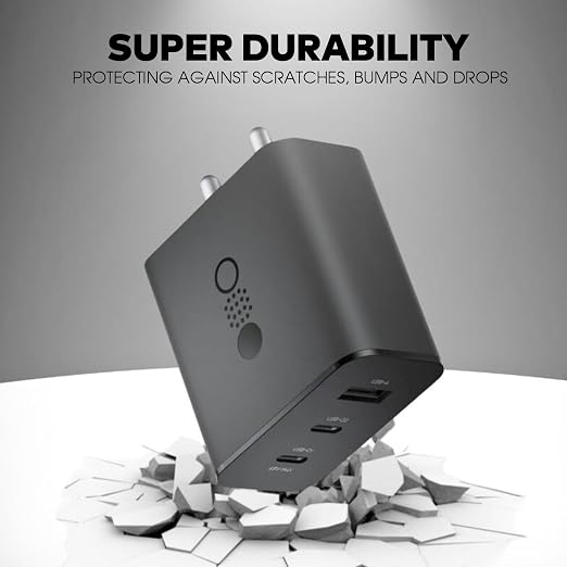 BAVE 65W GaN Trio Charger Adapter with USB-C Cable| 3Port Fast Charger| PD PPS QC Fast Charging