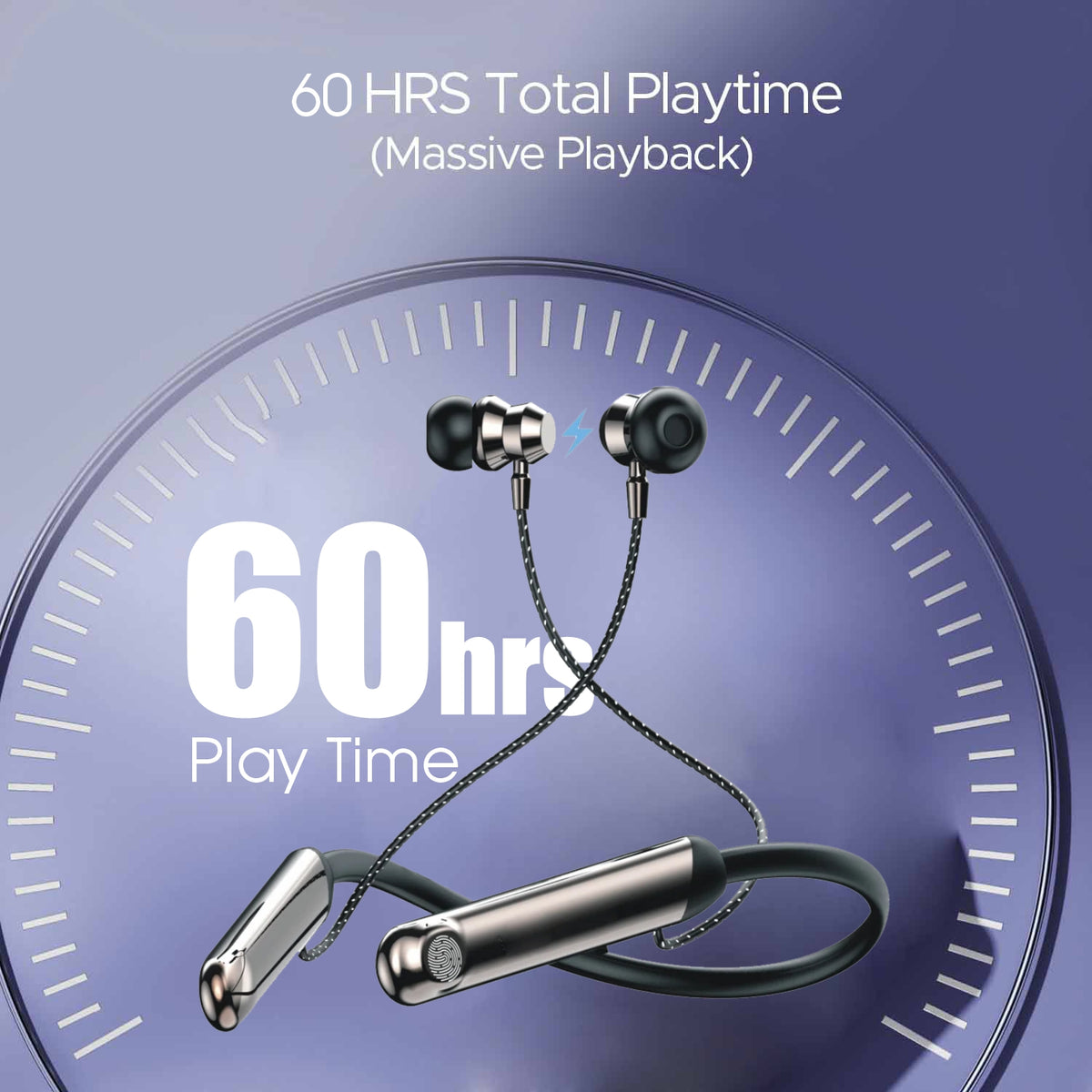 Aura Bluetooth Neckband - 60Hrs Playtime, Touch Control