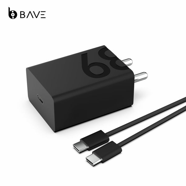 BAVE 65W GaN 3-Port Fast Charger with USB-C Braided Cable