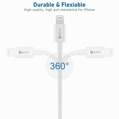 BAVE 27W USB-C to Lightning Fast Charging Cable | PD Fast Charge & Data Sync for iPhone 14, 13, 12, 11, XR, XS, X, 8, SE & iPad | White