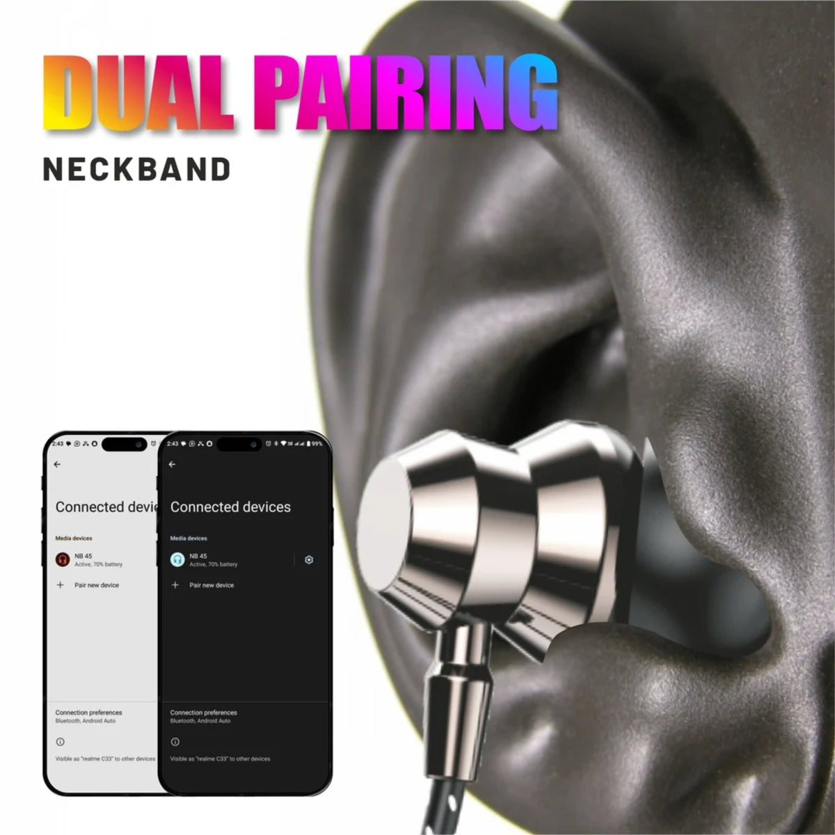 Aura Bluetooth Neckband - 60Hrs Playtime, Touch Control