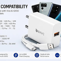 Bave 80W Flash Charger USB-A Power Adapter With Cable