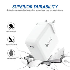 Bave 65W PD Power Adapter USB-C Charger With Cable