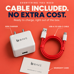 BAVE 80W SuperVOOC Fast Charger with USB-A to Type-C Cable