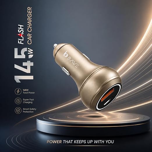 BAVE 145W Flash Car Charger with USB-C Cable