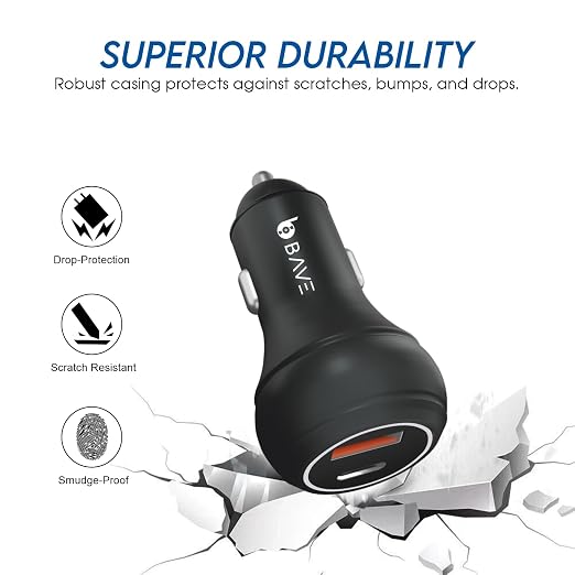 BAVE 145W Flash Car Charger with USB-C Cable
