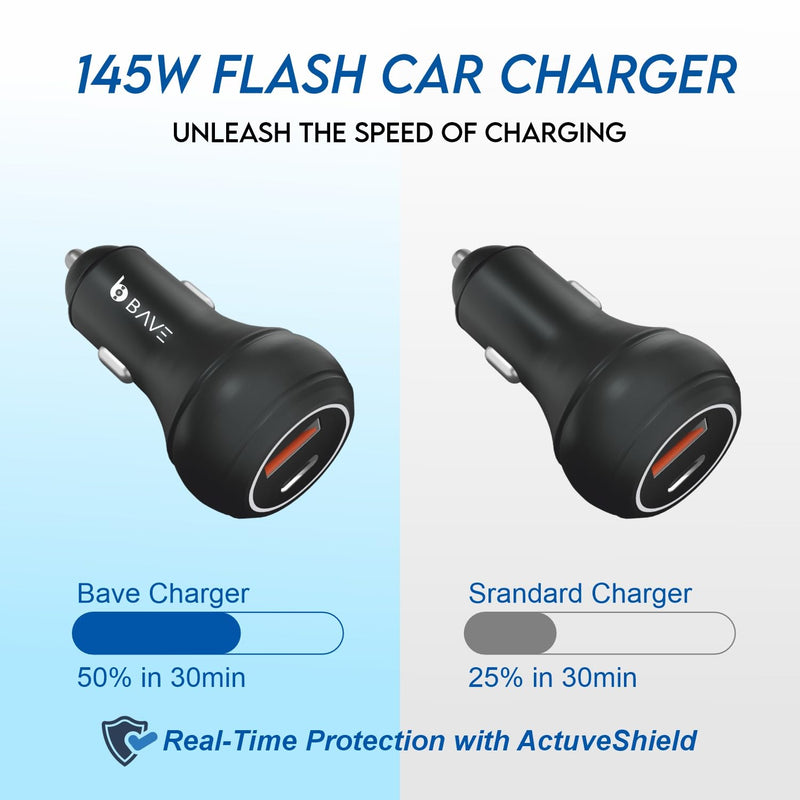 BAVE 145W Flash Charge Dual Port Car Charger