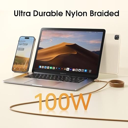 BAVE 100W USB-A to USB-C Fast Charging Braided Cable 1M