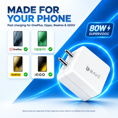 BAVE 80W SuperVOOC Fast Charger with USB-A to Type-C Cable