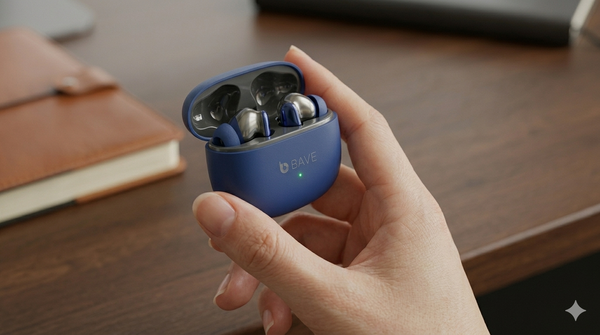 BAVE Vibe tws blue  Premium Wireless Earbuds | Crystal Clear Sound, Deep Bass, Fast Charging Case, Comfortable Fit | Bluetooth Earphones for All Devices