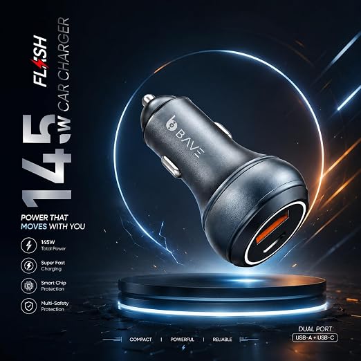 BAVE 145W Flash Charge Dual Port Car Charger